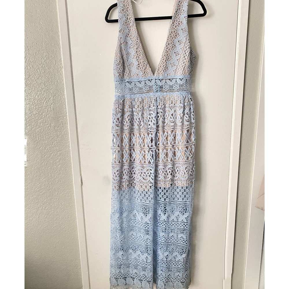 Lace overlay midi dress